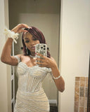 Classy Mermaid Off The Shoulder Champagne Sequin Split Black Girl Long Slit Prom Dresses Party Dress Birthday Outfits Graduation Dresses HZ1121