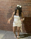 Cute Sheath Strapless Satin Short Summer Birthday Dresses Hoco Dress Mini 18th Birthday Outfit Cocktail Dresses HZ1121