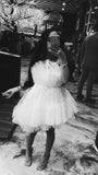 Elegant Ball Gown Strapless Black Girl Summer Birthday Dresses For Teens White Hoco Dress Mini 18th Birthday Outfit Cocktail Dresses HZ1121