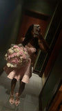 Cute A line Straps Pink Lace Short Summer 18th Birthday Dresses Hoco Dress Mini 21st Birthday Outfit Cocktail Dresses HZ1121