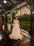 Sexy A line Straps Light Champagne Tulle Sleeveless Prom Dresses Party Dress Summer Birthday Outfits Birthday Dresses HZ1121