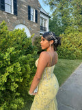 Sexy Mermaid Spaghetti Straps Yellow Sleeveless Prom Dresses Party Dress Summer Birthday Outfits Birthday Dresses HZ1121