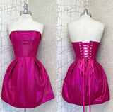 Elegant Ball Gown Strapless Summer Birthday Dresses For Teens Hot Pink Sequin Hoco Dress Mini 18th Birthday Outfit Cocktail Dresses HZ1121