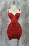 Cute Sheath Spaghetti Straps Sequin Short Summer Red 18th Birthday Dresses Hoco Dress Mini 21st Birthday Outfit Cocktail Dresses HZ1121