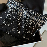 Pretty A line Spaghetti Straps Black Silver Beads Summer 16th Birthday Dresses For Teens Hoco Dress Mini 18th Gold Birthday Outfit Cocktail Dresses For Women HZ1121