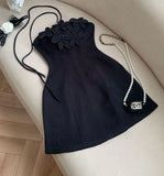 Pretty A line Halter Little Black Dress Summer 16th Birthday Dresses For Teens Hoco Dress Mini 18th Gold Birthday Outfit Cocktail Dresses For Women HZ1121
