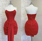Cute Sheath Strapless Red Short Homecoming Dress Summer Middle School Formal Hoco Dresses Cocktail Dress Birthday Outfits HZ1121