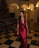Classy Mermaid V Neck Burgundy Long Prom Dresses Formal Gown Summer Wedding Guest Dress Wedding Outfits For Guest HZ1121