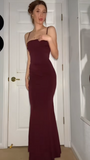 Classy Mermaid Spaghetti Straps Burgundy Long Prom Dresses Formal Gown Summer Wedding Guest Dress Wedding Outfits For Guest HZ1121