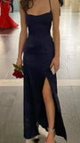 Classy Mermaid Spaghetti Straps Blue Long Prom Dresses Formal Gown Summer Wedding Guest Dress Wedding Outfits For Guest HZ1121
