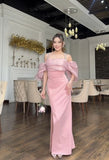 Classy Sheath Spaghetti Straps Pink Slit Long Prom Gown Summer Wedding Guest Dress Bridal Guest Dresses Wedding Outfits For Guest HZ1121