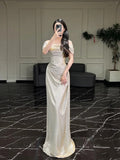 Classy Mermaid Off The Shoulder Formal Long Prom Gown Summer Wedding Guest Dress Bridal Guest Dresses Wedding Outfits For Guest HZ1121
