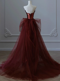 Modest Mermaid Strapless Burgundy Sequins Formal Gown 20th Birthday Dress Prom Dresses 18th Birthday Outfits HZ1121