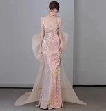 Classy Mermaid Straps Sequin Long Prom Dresses Formal Gown Summer Wedding Guest Dresses Wedding Guest Outfit HZ1121