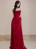Classy Sheath Sweetheart Red Long Prom Dresses Formal Gown Summer Wedding Guest Dress Wedding Outfits For Guest HZ1121