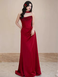 Classy Sheath Sweetheart Red Long Prom Dresses Formal Gown Summer Wedding Guest Dress Wedding Outfits For Guest HZ1121