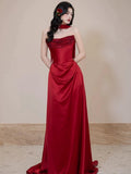 Classy Sheath Sweetheart Red Long Prom Dresses Formal Gown Summer Wedding Guest Dress Wedding Outfits For Guest HZ1121