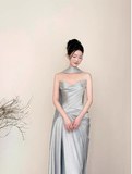 Modest Mermaid Sweetheart Satin Light Blue Formal Gown 20th Birthday Dress Prom Dresses 18th Birthday Outfits HZ1121
