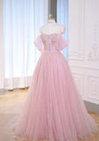 Pretty Ball Gown Sweetheart Tulle Pink Long Quinceanera Dress Formal Gowns Vestido De 15 Anos Sweet 16 Dress HZ1121