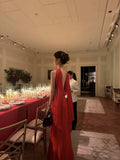 Classy Sheath Strapless Red Long Prom Gown Summer Wedding Guest Dress Bridal Guest Dresses Wedding Outfits For Guest With Cape HZ1121