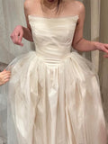 Vintage Wedding Dress Ball Gown Strapless Ivory Summer Long Wedding Dresses Bridal Gowns HZ1121