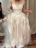 Vintage Wedding Dress Ball Gown Strapless Ivory Summer Long Wedding Dresses Bridal Gowns HZ1121