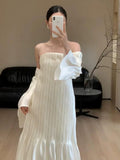 Vintage Wedding Dress A Line Strapless White Summer Beach Long Wedding Dresses Bridal Gowns HZ1121