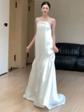 Vintage Wedding Dress A Line Strapless White Summer Beach Long Wedding Dresses Bridal Gowns HZ1121