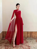 Classy A line Strapless Red Long Prom Gown Summer Wedding Guest Dress Bridal Guest Dresses Wedding Outfits For Guest HZ1121