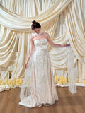 Simple Wedding Dress A Line Sweetheart White Sequin Summer Beach Long Wedding Dresses Bridal Gowns HZ1121