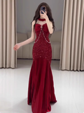 Classy Mermaid Sweetheart Red Sequin Long Prom Dresses Formal Gown Summer Wedding Guest Dresses Wedding Guest Outfit HZ1121