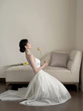 Simple A Line Spaghetti Straps Prom Gown Summer Wedding Guest Dress Bridal Guest Dresses White Wedding Outfits For Guest HZ1121
