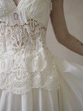 Vintage Wedding Dress A line Halter Lace White Summer Beach Long Wedding Dresses Bridal Gowns HZ1121