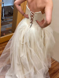 Vintage Wedding Dress A line Strapless Ivory Summer Beach Long Wedding Dresses Bridal Gowns HZ1121