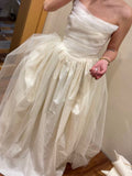 Vintage Wedding Dress A line Strapless Ivory Summer Beach Long Wedding Dresses Bridal Gowns HZ1121