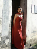 Classy Sheath Strapless Red Long Prom Gown Summer Wedding Guest Dress Bridal Guest Dresses Wedding Outfits For Guest HZ1121