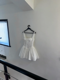 Cute A line Square White Short Lace Homecoming Dress Summer Middle School Formal Hoco Dresses Cocktail Dress Birthday Outfits HZ1121