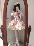 Vintage Ball Gown Square Neck Pink Short Summer 16th Burgundy Birthday Dress Lolita Dress Birthday Outfits HZ1121
