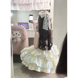 Cute Ball Gown Sweetheart Light Yellow Satin Short Summer 16th Burgundy Birthday Dress Lolita Dress Birthday Outfits HZ1121