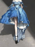 Vintage Ball Gown Off The Shoulder Short Sleeves 16th Blue Birthday Dress Lolita Summer Dress Birthday Outfits HZ1121