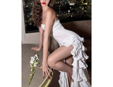 Elegant Sheath Strapless White Chiffon Long Prom Dresses Party Dress Summer 20th Birthday Outfits 18th Birthday Dresses HZ1121
