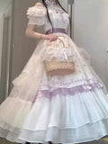 Cute Ball Gown Off The Shoulder Lilac Summer 18th White With Sleeves Birthday Dress Lolita Dress Birthday Outfits HZ1121