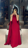 Classy Mermaid Scoop Red Long Formal Prom Gown Summer Wedding Guest Dress Bridal Guest Dresses Wedding Outfits For Guest HZ1121
