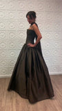 Classy Ball Gown Strapless Sleeveless Black Formal Long Prom Gown Summer Wedding Guest Dress Bridal Guest Dresses Wedding Outfits For Guest HZ1121