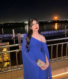 Classy A Line One Shoulder Royal Blue Sleeveless Chiffon Formal Long Prom Gown Summer Wedding Guest Dress Bridal Guest Dresses Wedding Outfits For Guest HZ1121