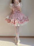 Sweet Ball Gown Lolita Outfits Short Sleeves Pink 18th Birthday Dress Lolita Summer Dress Birthday Outfits HZ1121
