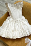 Cute Strapless A-Line Beaded Mini Homecoming Dresses 18th Birthday Dresses Hoco Dress 21st Birthday Outfit Cocktail Dresses HZ1121