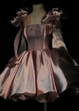 Pretty Ball Gown Spaghetti Straps Pink Satin Short Mini Formal 8th Grade Homecoming Dress Summer Middle School Hoco Dresses Birthday Outfits HZ1121