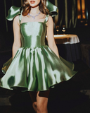 Pretty Ball Gown Spaghetti Straps Pink Satin Short Mini Formal 8th Grade Homecoming Dress Summer Middle School Hoco Dresses Birthday Outfits HZ1121