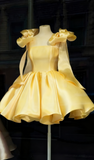 Pretty Ball Gown Spaghetti Straps Pink Satin Short Mini Formal 8th Grade Homecoming Dress Summer Middle School Hoco Dresses Birthday Outfits HZ1121